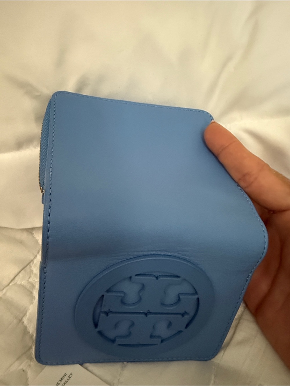 Tory Burch Montego Blue Charlie Mini Zip Wallet - Picture 4 of 7